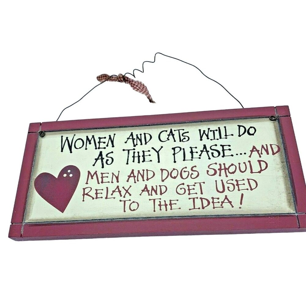 Women & Cats Doing As They Please Wooden Wall Hanging